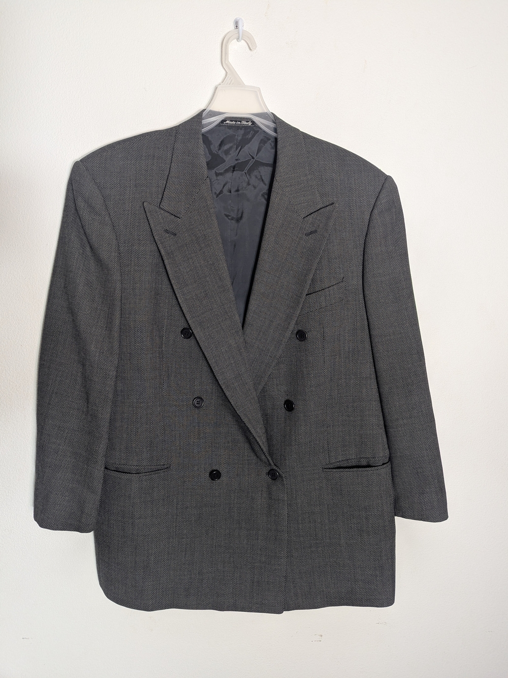 Vintage Mani Giorgio Armani Mens Double Breasted Blazer Birdseye 100% Wool 44R